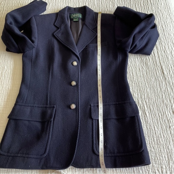 EUC VTG Ralph Lauren navy wool mix herringbone equestrian jacket - Picture 11 of 11